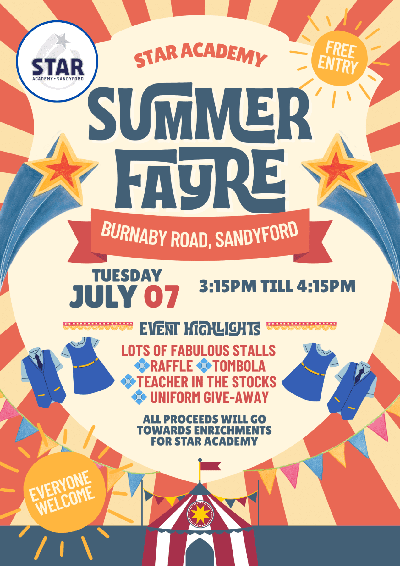Red & Blue Retro Summer Fair Flyer (1)